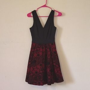 Short Red and Black Velvet Dress